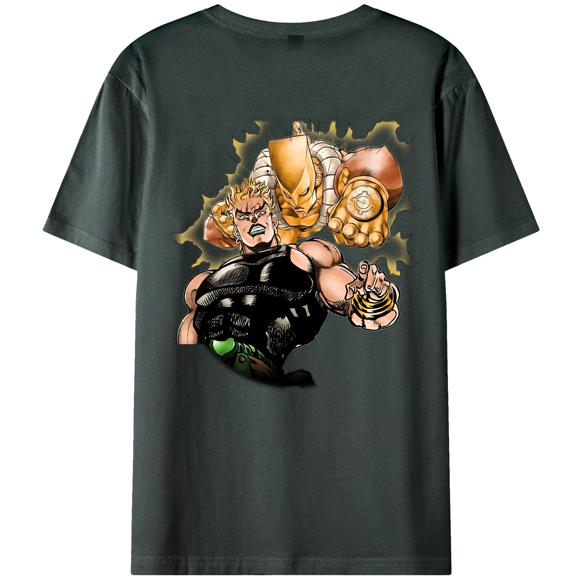 （画像用） ジョジョの奇妙な冒険 ディオ?ブランドー JoJo's Bizarre Adventure Dio Brando 綿100％ メンズ半袖Tシャツ（バックプリント） 通気性